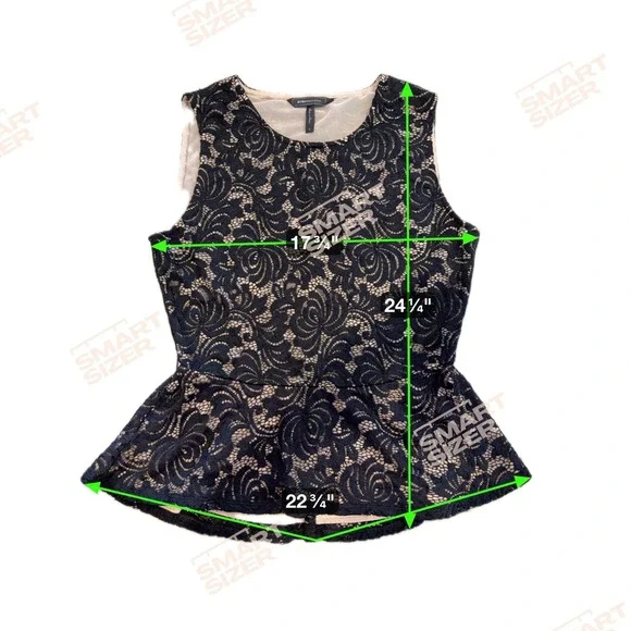 BCBGMAXAZRIA Black Lace Peplum Tank Top Sleeveless Women's Sz M - Picture 4 of 6